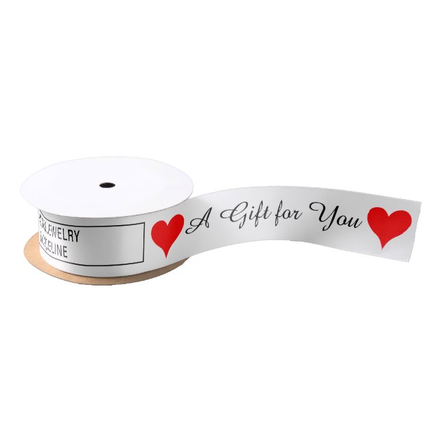Business Gift Thank You Red Hearts Satin Ribbon (Spool)