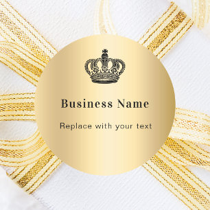 Business gold royal crown classic round sticker