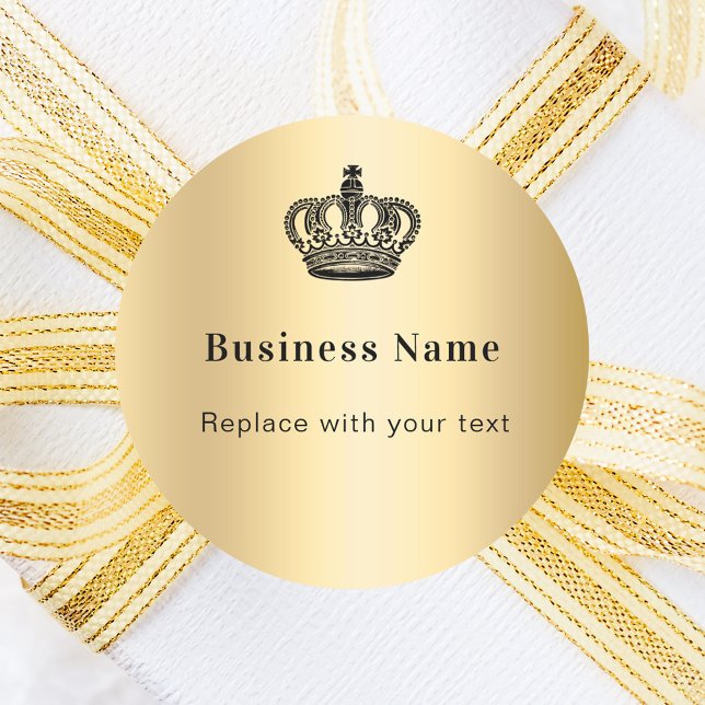 Business gold royal crown classic round sticker (Creator Uploaded)