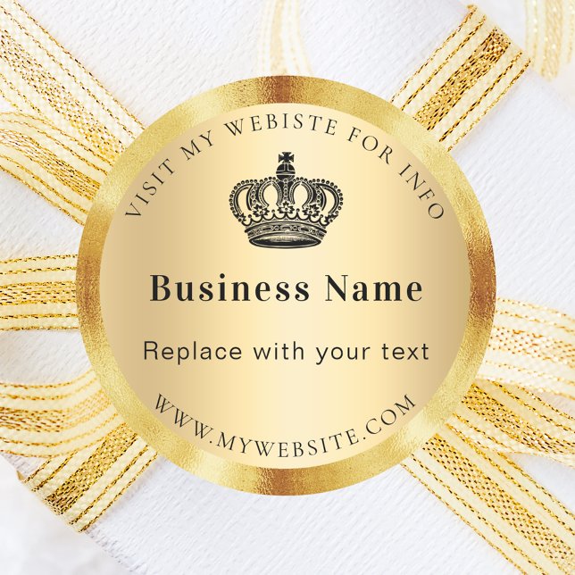 Business gold royal crown website classic round sticker (Creator Uploaded)