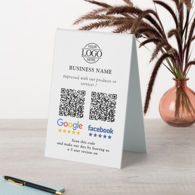 Business Google & Facebook Reviews QR Code Sign (In SItu (Table))