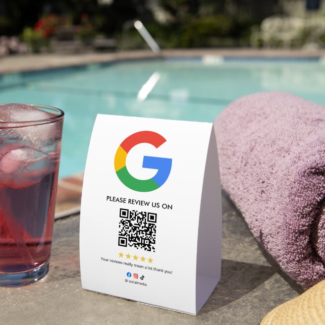 Business Google Review Tabletop Sign l QR Code (Insitu(On Table))