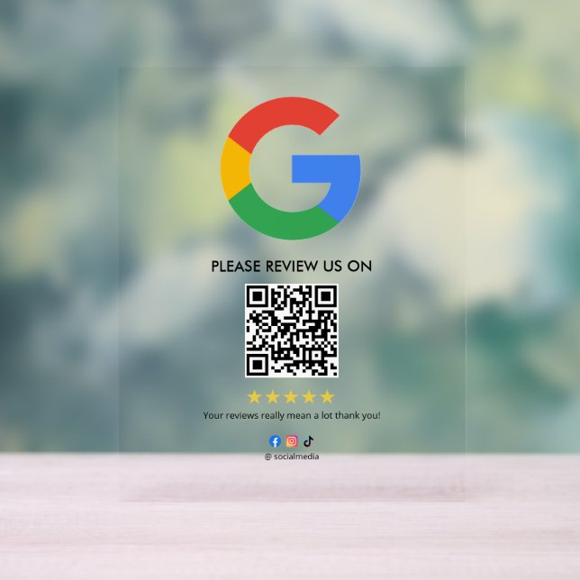 Business Google Review Tabletop Sign l QR Code (Neutral)