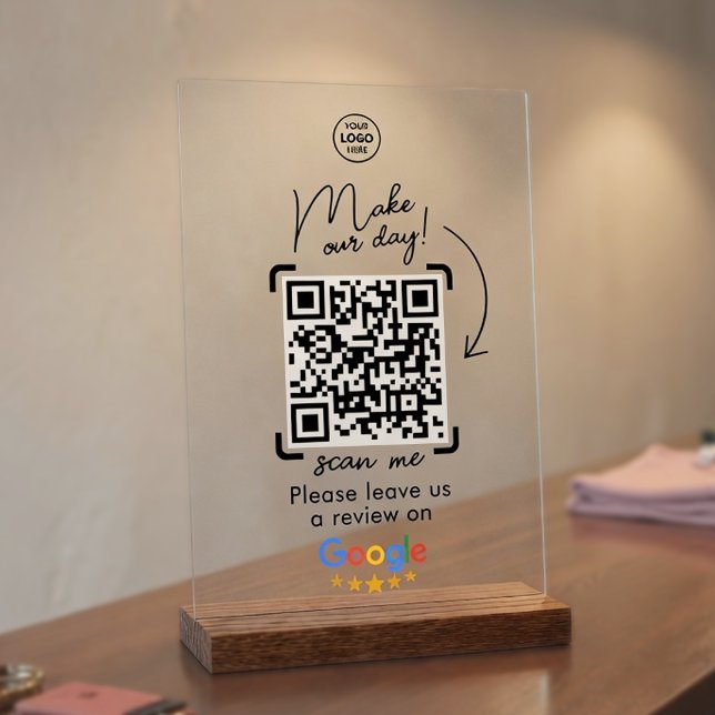 Business Google Social Review QR Code Acrylic Sign (Business Google Social Review QR Code Acrylic Sign )