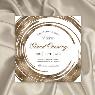 Business Grand Opening Chic Elegant Gold Glitter Invitation