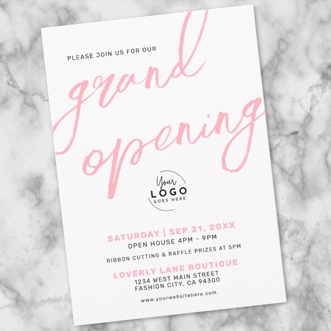 Business Grand Opening Logo Pink Elegant Invitation (Business Grand Opening Logo Pink Elegant Invitation)