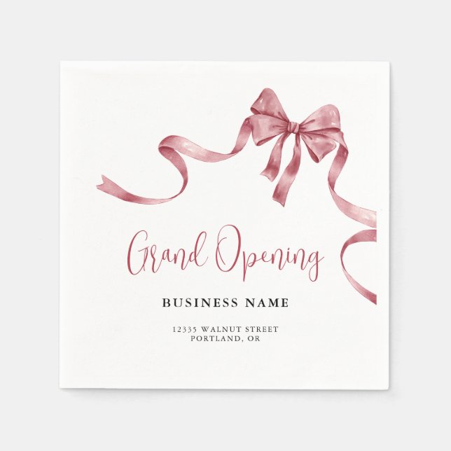 Business Grand Opening Modern Ribbon Napkin (Front)