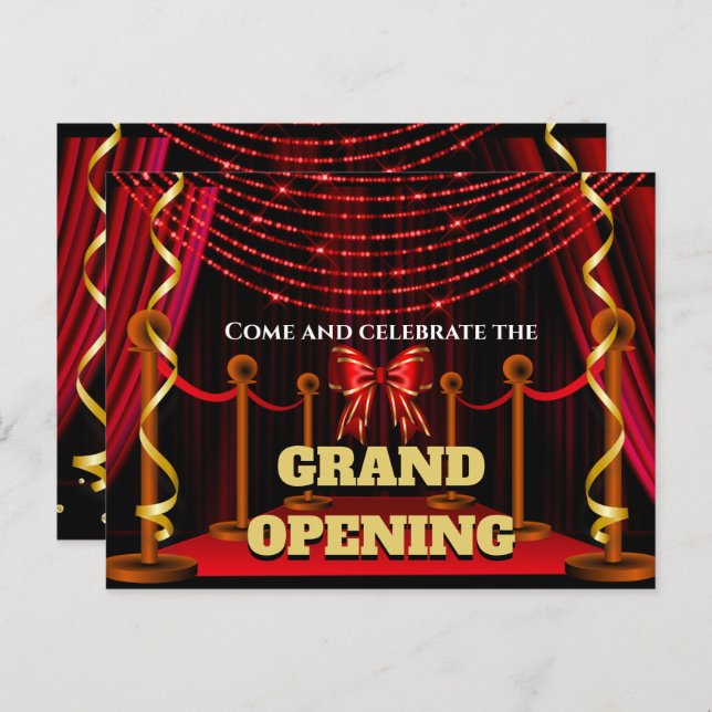 Business grand opening red curtain VIP red carpet Announcement Postcard (Front/Back)