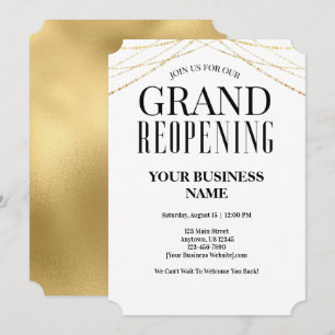 Business Grand Reopening Faux Gold Invitation