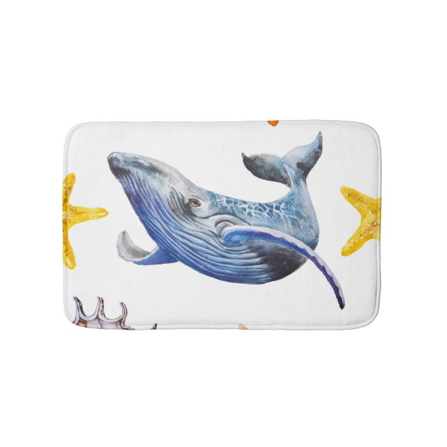 Business Graph Whale: Candlestick Chart Bath Mat (Front)