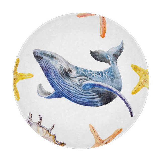 Business Graph Whale: Candlestick Chart Cutting Board (Front)