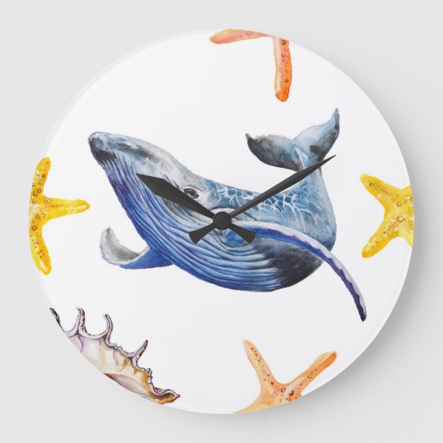 Business Graph Whale: Candlestick Chart Large Clock (Front)