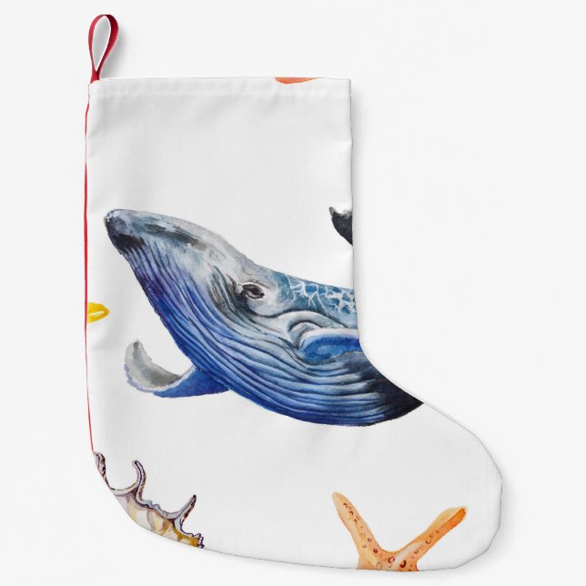 Business Graph Whale: Candlestick Chart Small Christmas Stocking (Front)