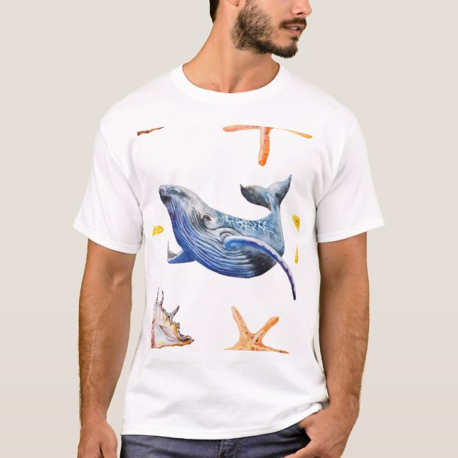 Business Graph Whale: Candlestick Chart T-Shirt (Front)