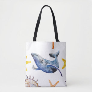 Business Graph Whale: Candlestick Chart Tote Bag