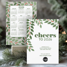 Business Greeting - Calendar and Logo - Greenery