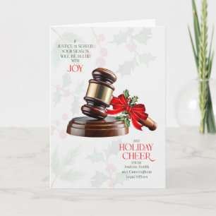 Business Greeting Judicial Gavel Cheer Custom Name Holiday Card