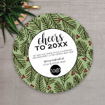 Business Greeting with Logo - Cheers - Pine Branch Holiday Card<br><div class="desc">Cheers to the New Year - This unusual design can be used for a holiday business greeting card. Add your logo and branding to this festive design. The business name and detailed message can be changed. The background is a whimsical branch pattern with Christmas leaves and berries. ------------- Add your...</div>