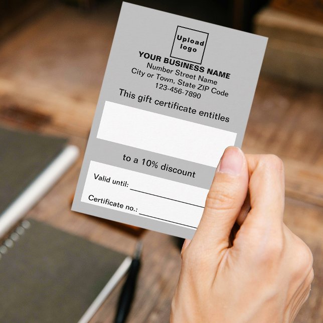 Business Grey Gift Certificate (Customer holding business gray gift certificate)