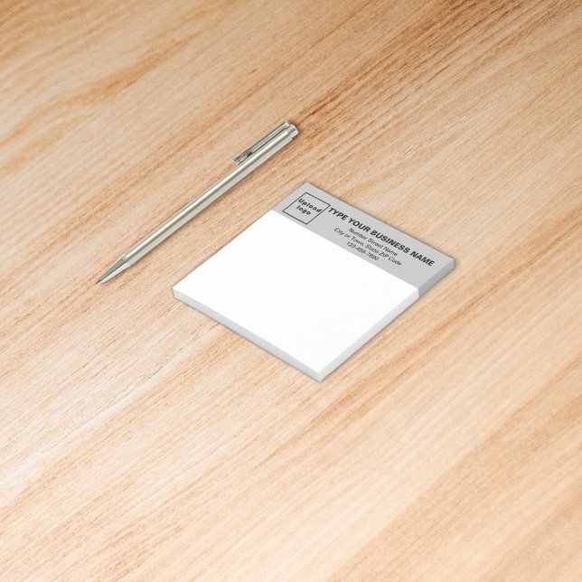 Business Grey Heading White Square post it note (Build brand name awareness. Your business brand on gray heading of square post it note.)