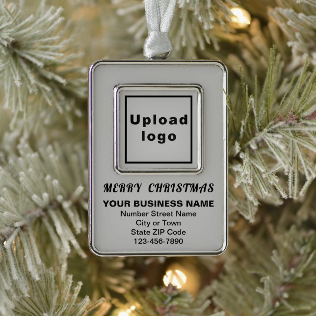 Business Grey Portrait Rectangle Framed Silver Plated Framed Ornament (Tree)