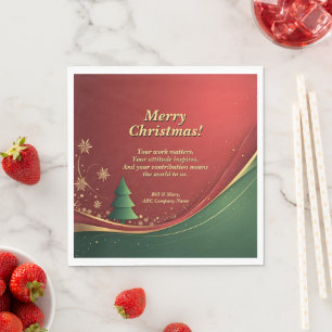 Business Group Name Message Red Christmas Party Napkin