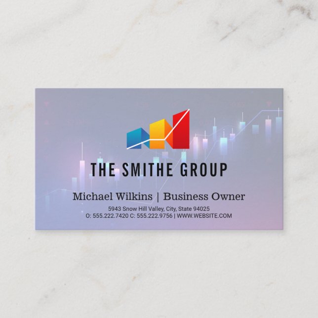 Business Growth Logo | Financials Business Card (Front)