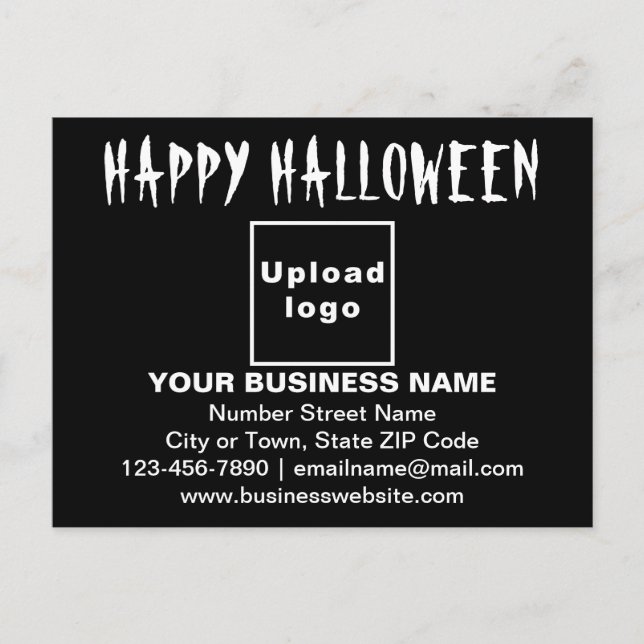 Business Halloween Greeting on Black Postcard (Front)