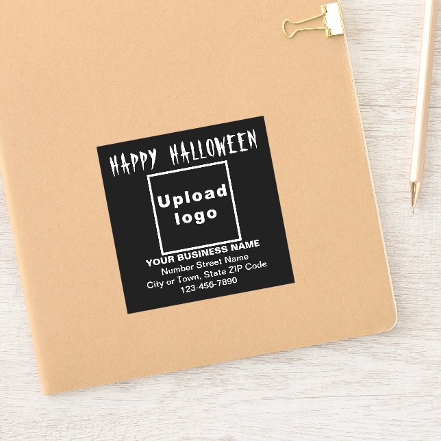 Business Halloween Greeting on Black Square Vinyl (Notebook)