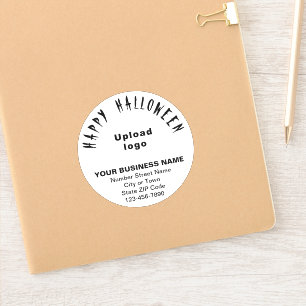 Business Halloween Greeting on White Round Vinyl