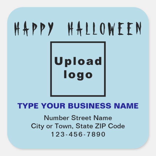 Business Halloween Light Blue Square Sticker (Front)