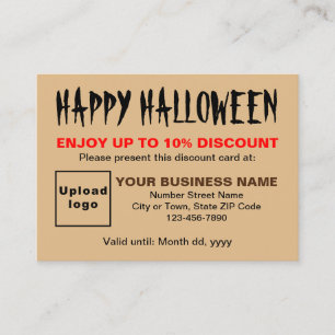 Business Halloween Light Brown Discount Card