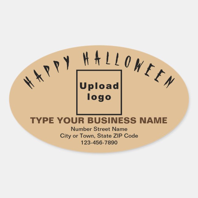 Business Halloween Light Brown Oval Sticker (Front)
