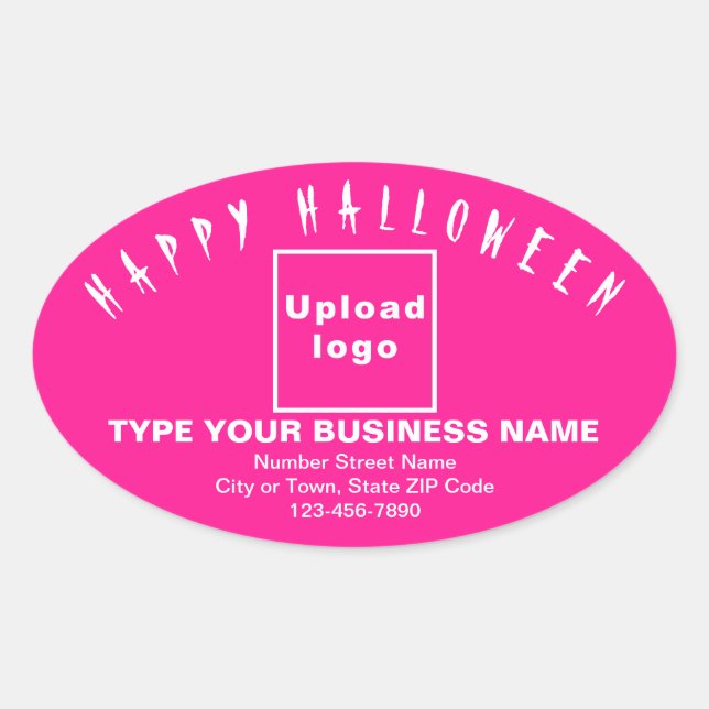 Business Halloween Pink Oval Sticker (Front)