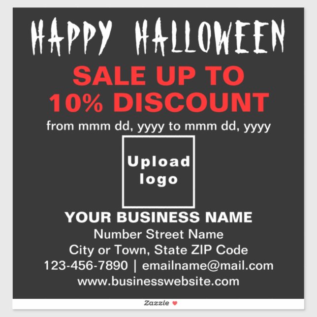 Business Halloween Sale on Black Vinyl Sticker (Sheet)