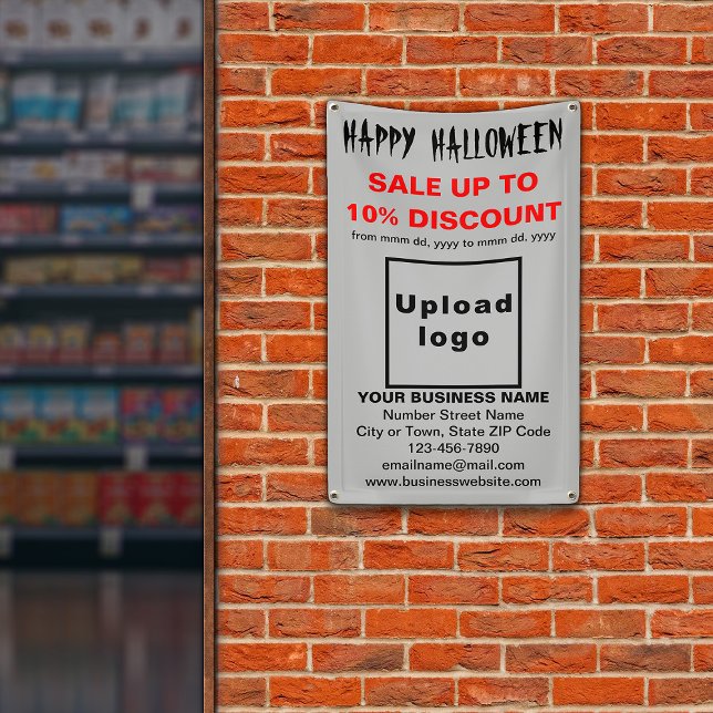 Business Halloween Sale on Grey Banner (Attract more customers this holiday. Business Halloween sale on gray banner.)