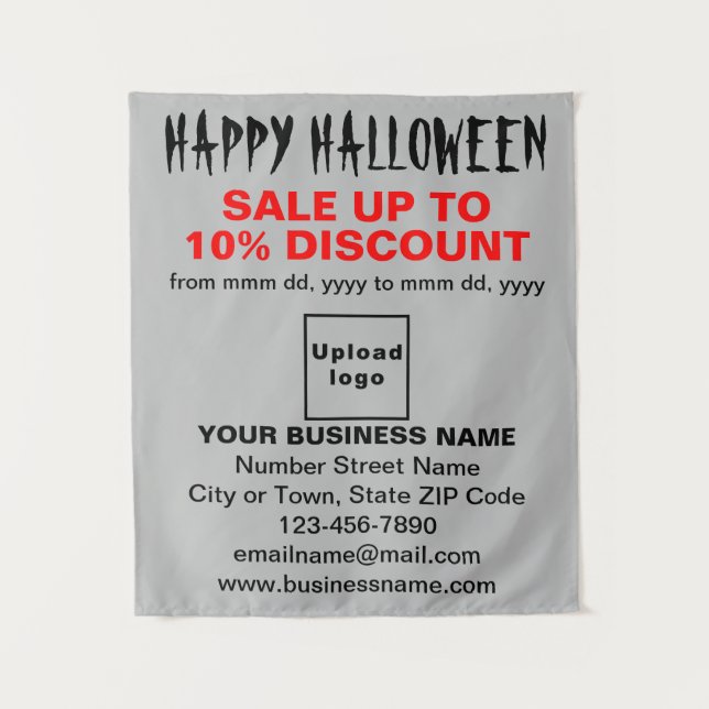 Business Halloween Sale on Grey Tapestry (Front)