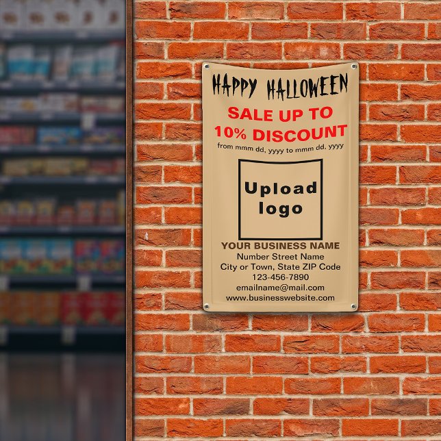 Business Halloween Sale on Light Brown Banner (Attract more customers this holiday. Business Halloween sale on light brown banner.)
