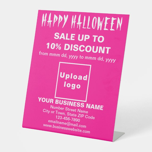 Business Halloween Sale on Pink Pedestal Sign (Front)