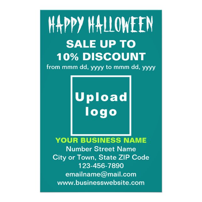 Business Halloween Sale on Teal Green Photo Paper (Front)