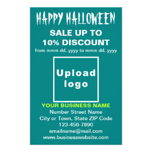 Business Halloween Sale on Teal Green Photo Paper Print