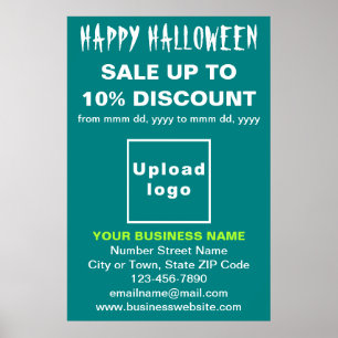 Business Halloween Sale on Teal Green Poster