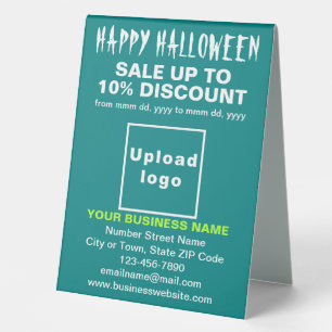 Business Halloween Sale on Teal Green Table Sign