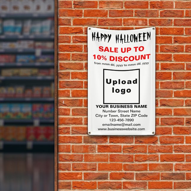 Business Halloween Sale on White Banner (Attract more customers this holiday. Business Halloween sale on white banner.)
