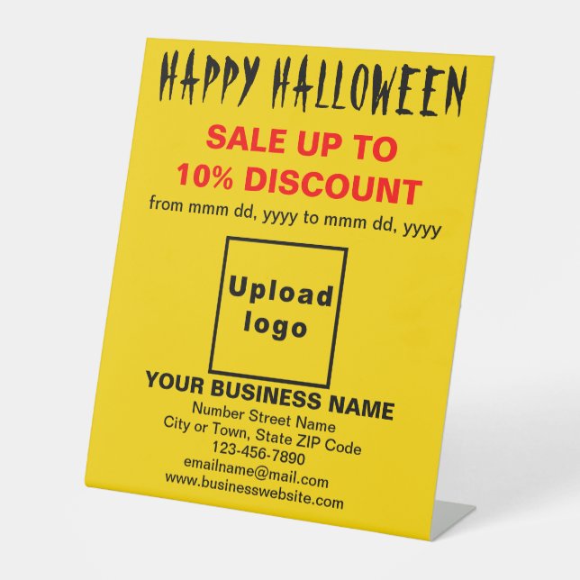 Business Halloween Sale on Yellow Pedestal Sign (Front)