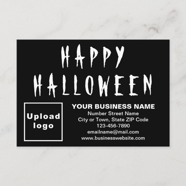 Business Halloween Small Black Flat Card (Front)