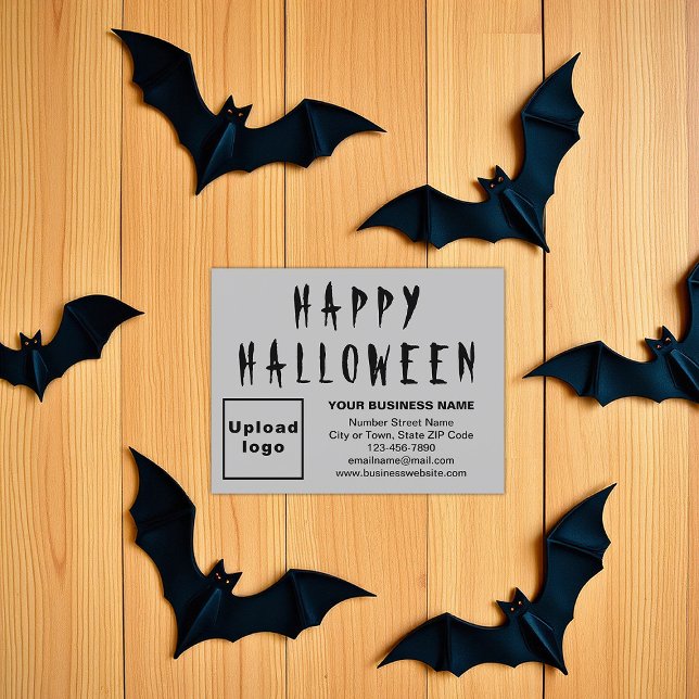 Business Halloween Small Grey Flat Holiday Card (Gray Halloween business flat holiday card)