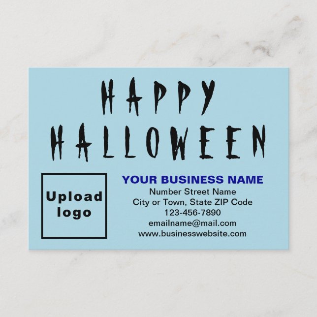 Business Halloween Small Light Blue Flat Greeting Card (Front)