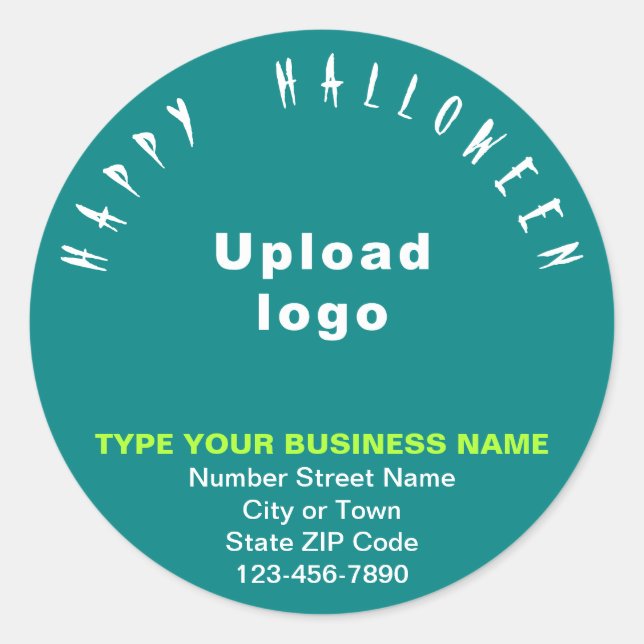 Business Halloween Teal Round Sticker (Front)