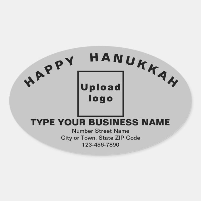 Business Hanukkah Greeting on Grey Oval Sticker (Front)